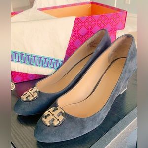 Tory Burch Black Suede Wedges size 8.5/9